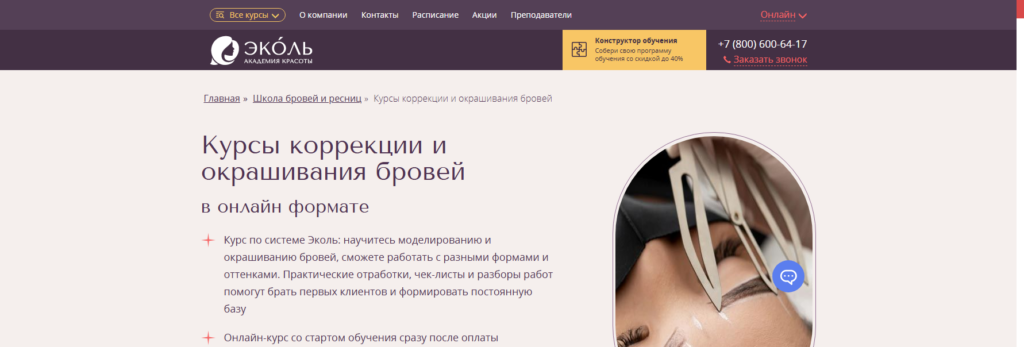 ecolespb онлайн курсы бровиста